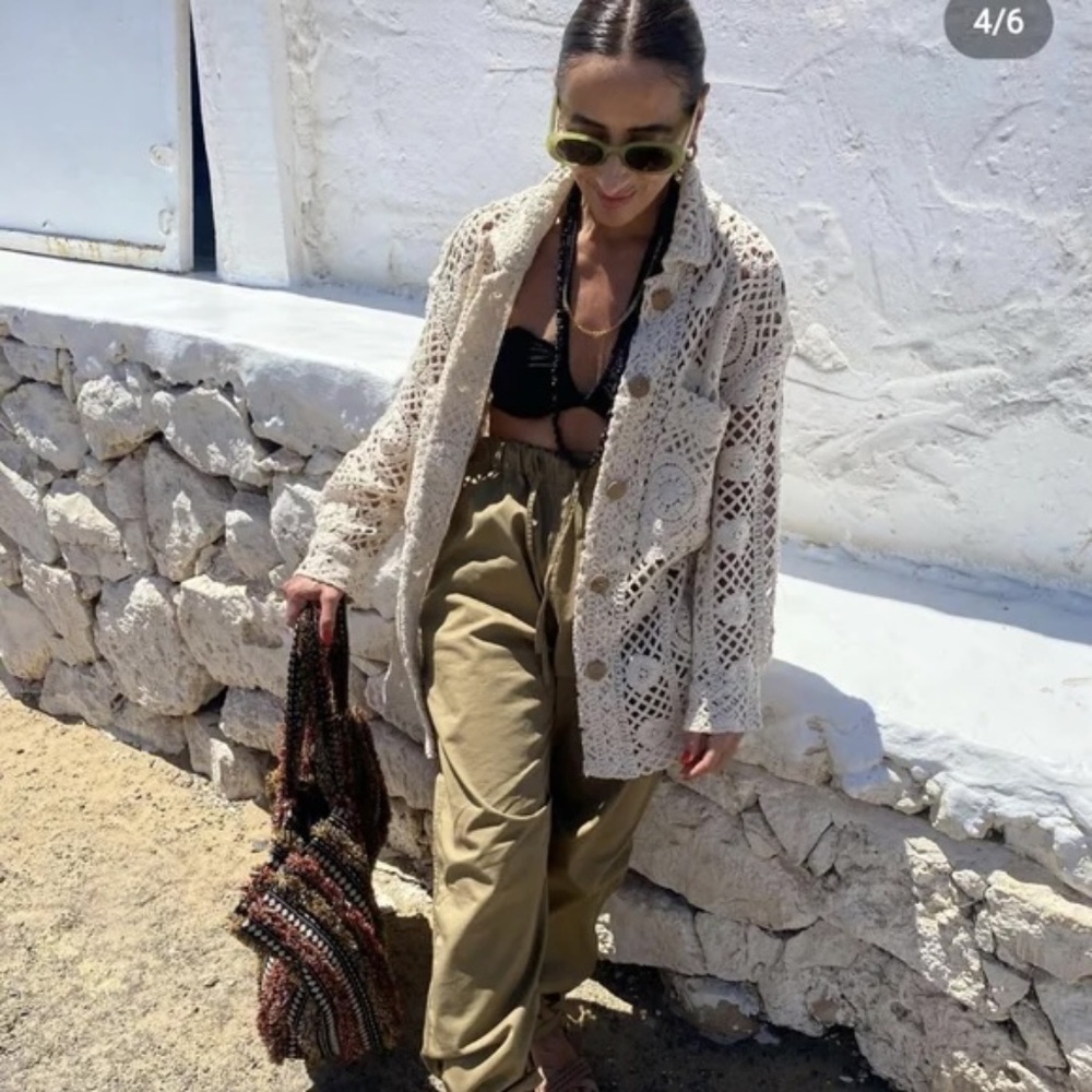 ZARA ZARA CROCHET CARDIGAN OVERSHIRT SIZE S